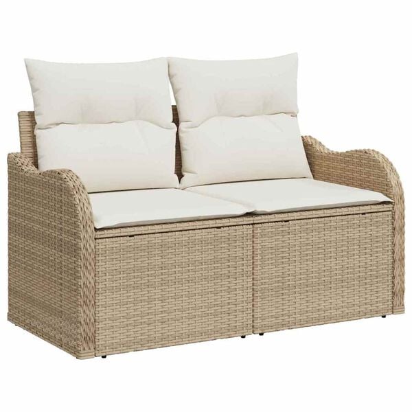 vidaXL Sofa Set mit Kissen 7 pcs Beige Poly Rattan