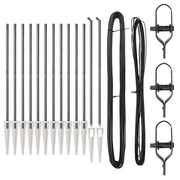 vidaXL Zaunpfosten 13 pcs Grau Stahl