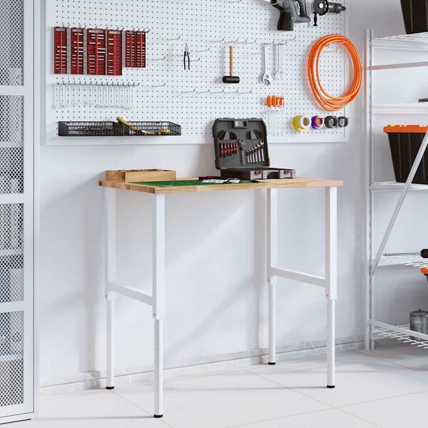 vidaXL Werkbank 100x60x(71,5-98) cm Massivholz Eiche