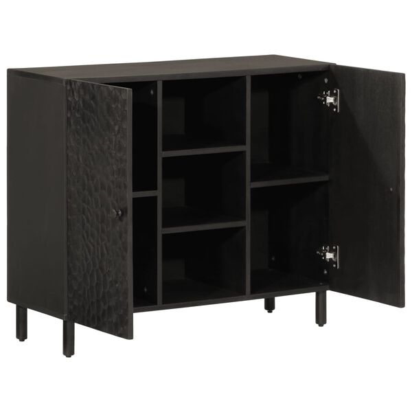 vidaXL Beistellschrank Schwarz 90x33x75 cm Massivholz Mango