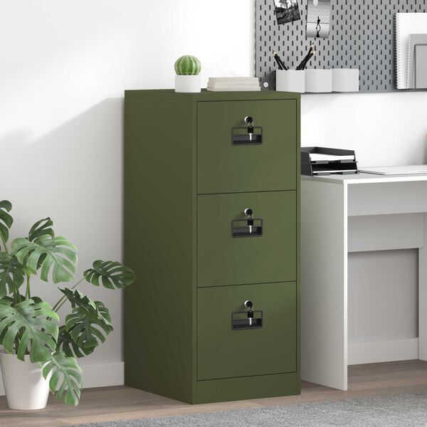 vidaXL Aktenschrank Olive Gr&uuml;n 44 x 50 x 106,5 cm Kaltgewalzter Stahl