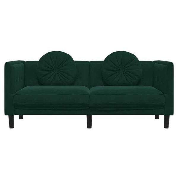 vidaXL Sofa mit Kissen 2-Sitzer Dunkelgr&uuml;n Samt