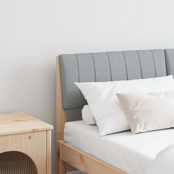 vidaXL Gepolstertes Kopfteil Hellgrau 135 cm Massives Kiefernholz
