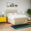 vidaXL Boxspringbett mit Matratze Creme 140x190 cm Stoff