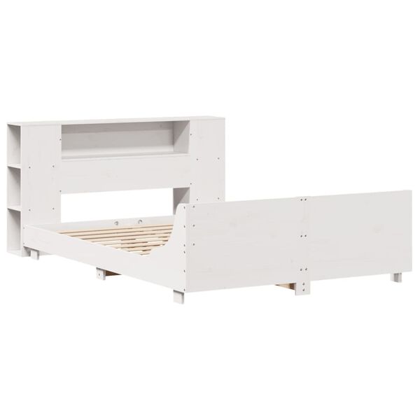 vidaXL Massivholzbett ohne Matratze Wei&szlig; 140x190 cm Kiefernholz