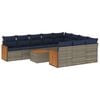 vidaXL 11-teiliges Gartensofa-Set mit Kissen, grau, Polyrattan