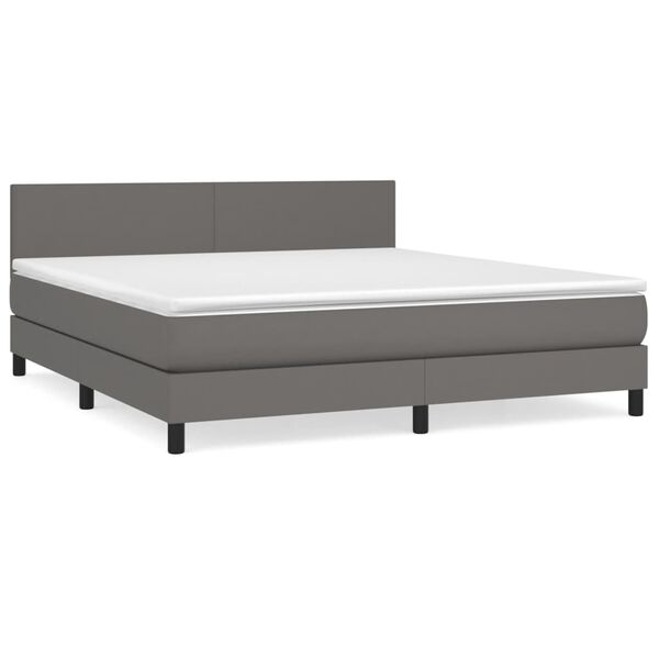 vidaXL Boxspringbett mit Matratze Grau 180x200 cm Kunstleder