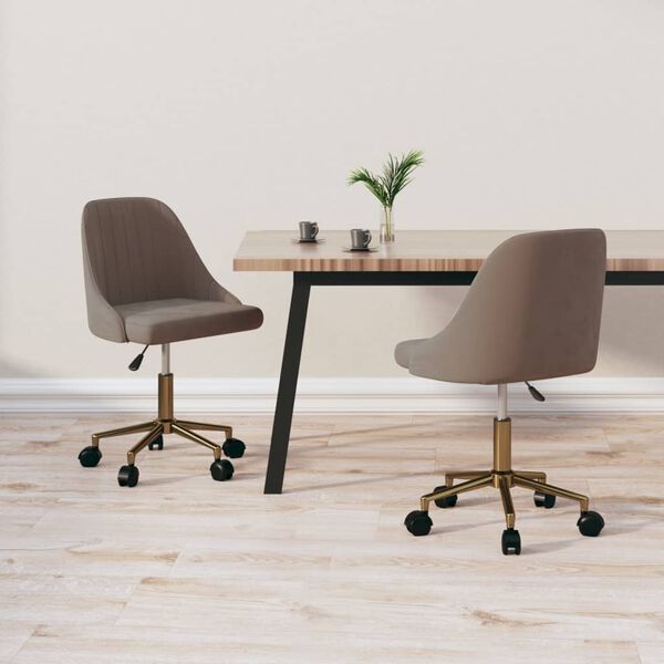 vidaXL Esszimmerst&uuml;hle 2 Stk. Drehbar Hellgrau Samt