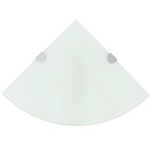 vidaXL Eckregale 2 Stk. mit Verchromten Halterungen Glas Wei&szlig; 25x25 cm
