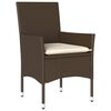 vidaXL 5-tlg. Garten-Essgruppe mit Kissen Braun Poly Rattan Glas