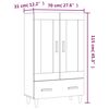 vidaXL Highboard Grau Sonoma 70x31x115 cm Holzwerkstoff
