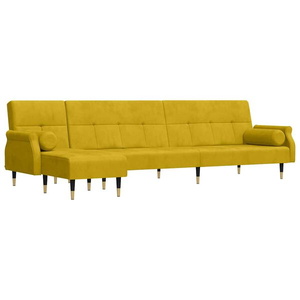 vidaXL Schlafsofa in L-Form Gelb 271x140x70 cm Samt