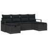 vidaXL Sofa Set mit Kissen mit Speicher 6 pcs Schwarz Poly-Rattan