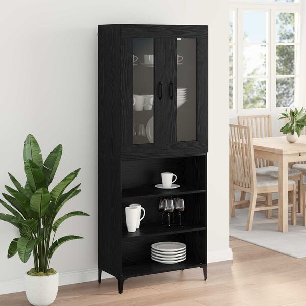 vidaXL Highboard Schwarz Eichen-Optik 69,5 x 34 x 180 cm Holzwerkstoff