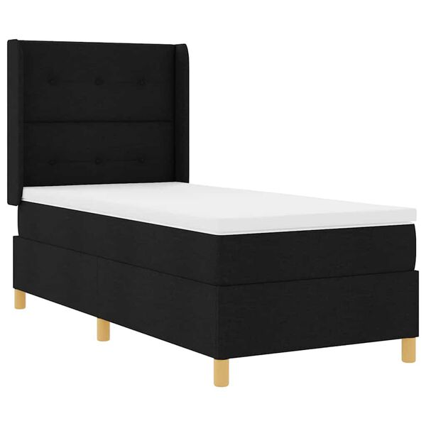 vidaXL Boxspringbett mit Matratze Schwarz 140 x 200 cm Stoff