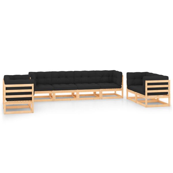 vidaXL 8-tlg. Garten-Lounge-Set mit Kissen Massivholz Kiefer