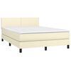 vidaXL Boxspringbett mit Matratze & LED Creme 140x190 cm Kunstleder