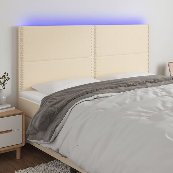 vidaXL LED Kopfteil Creme 160x5x118/128 cm Stoff