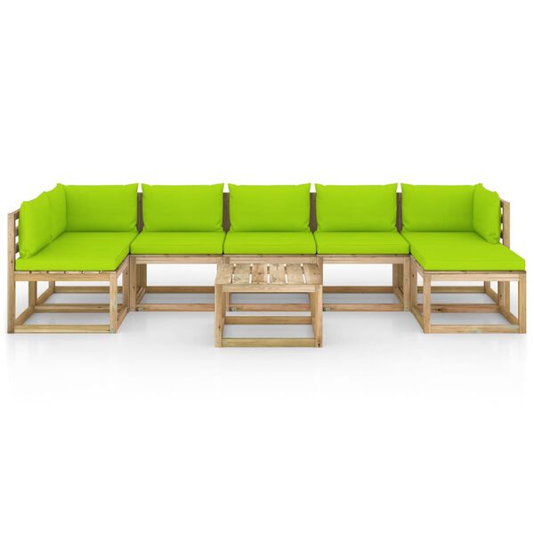 vidaXL 8-tlg. Garten-Lounge-Set mit Kissen Impr&auml;gniertes Kiefernholz