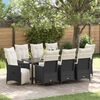 vidaXL Garten Essgruppe mit Kissen 9 pcs Schwarz Poly Rattan