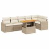 vidaXL 7-tlg. Garten-Sofagarnitur mit Kissen Beige Poly Rattan