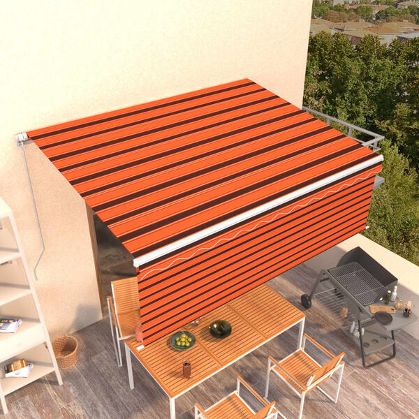 vidaXL Markise Manuell Einziehbar mit Rollo 4,5x3 m Orange & Braun
