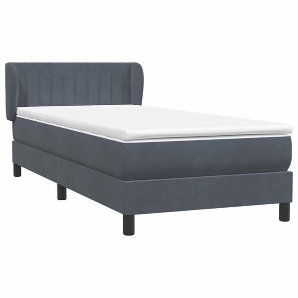 vidaXL Boxspringbett mit Matratze Dunkelgrau 90x220 cm Samt