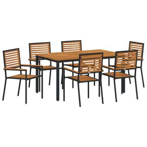 vidaXL Garten Essgruppe 7 pcs Schwarz und Braun Poly-Rattan
