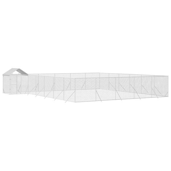 vidaXL Outdoor-Hundezwinger mit Dach Silbern 12x12x2,5m Stahl Verzinkt