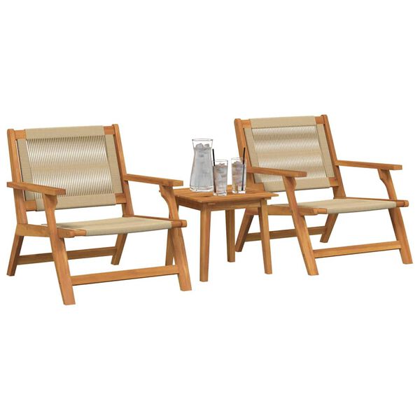 vidaXL Gartenst&uuml;hle mit Tisch 3 pcs Beige Massivholz Akazie