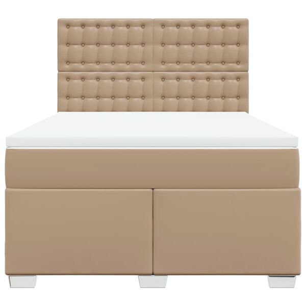 vidaXL Boxspringbett Matratze Cappuccino-Braun 160x200 cm Kunstleder