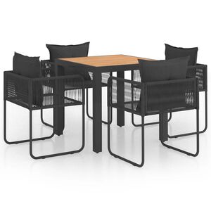 vidaXL 5-tlg. Garten-Essgruppe PVC Rattan Schwarz und Braun