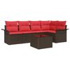 vidaXL Gartensofa-set mit Kissen 6 pcs Braun Poly-Rattan