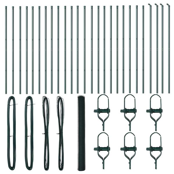 vidaXL Zaunpfosten Gr&uuml;n 50 x 1,5 m (13 mm Maschen) Stahl und PVC