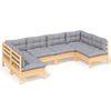 vidaXL 6-tlg. Garten-Lounge-Set mit Grauen Kissen Kiefer Massivholz