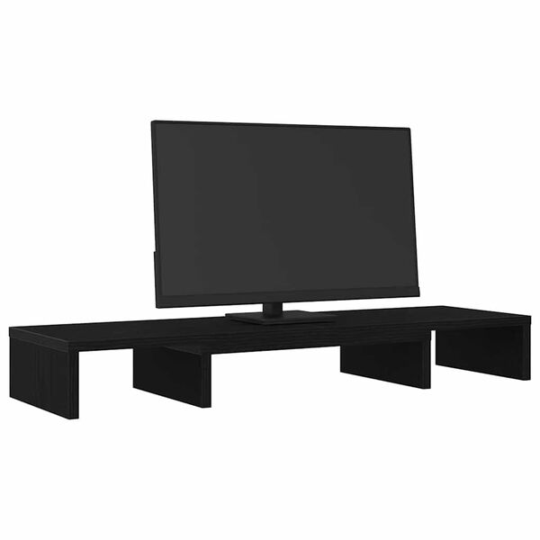 vidaXL Monitorst&auml;nder Verstellbar Schwarz Eichen-Optik 80x24x10,5 cm