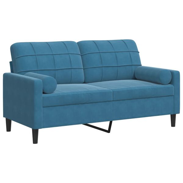 vidaXL 2-Sitzer-Sofa mit Zierkissen Blau 140 cm Samt