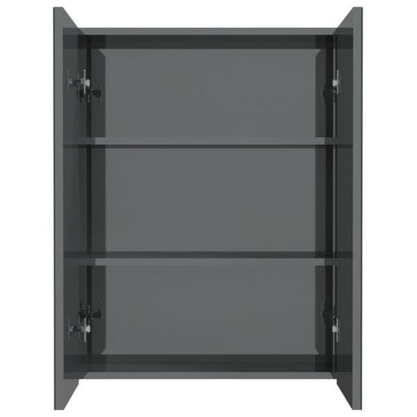 vidaXL Bad-Spiegelschrank 60x15x75 cm MDF Glänzendes Grau