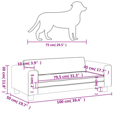 vidaXL Hundebett mit Verlängerung Grau 100x50x30 cm Kunstleder