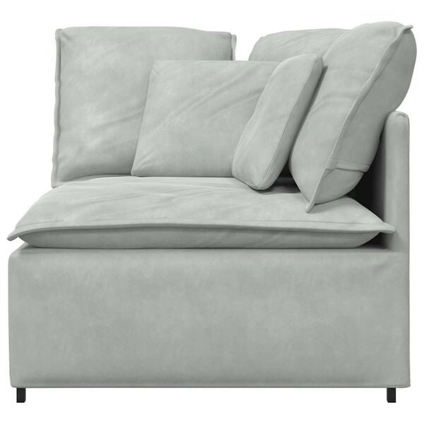 vidaXL Modulares Sofa Eckmodul mit Kissen Hellgrau 100 cm