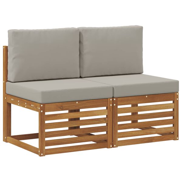 vidaXL 2 St&uuml;ck Outdoor Mittelsofa Massivholz Akazie Natur