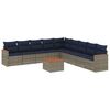 vidaXL 10-teiliges Gartensofa-Set mit Kissen, grau, Polyrattan