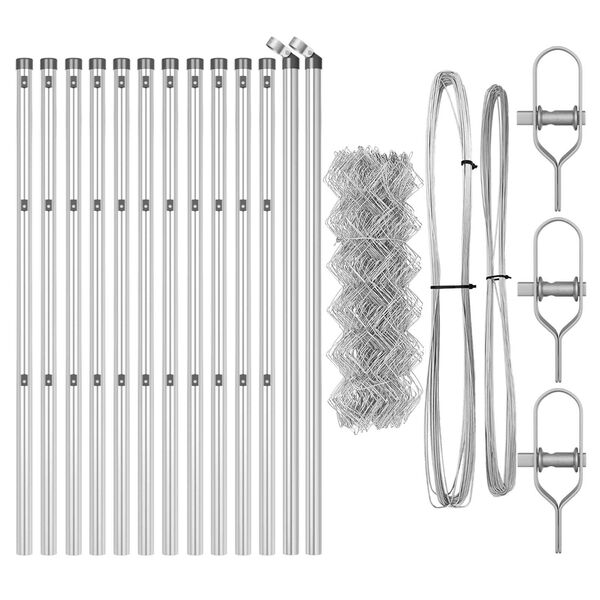 vidaXL Zaunpfosten Silber 25 x 0,6 m (40 x 40 mm Maschen) Stahl