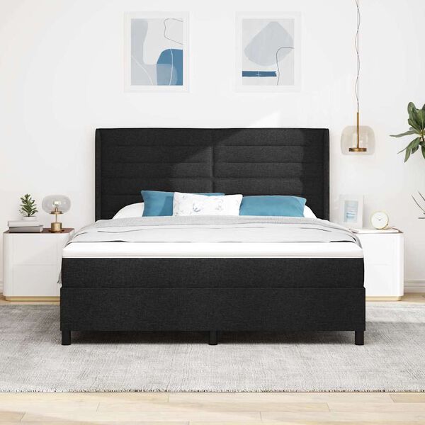 vidaXL Boxspringbett mit Matratze Schwarz 200 x 180 cm Stoff