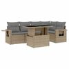 vidaXL 6-tlg. Garten-Sofagarnitur mit Kissen Beige Poly Rattan