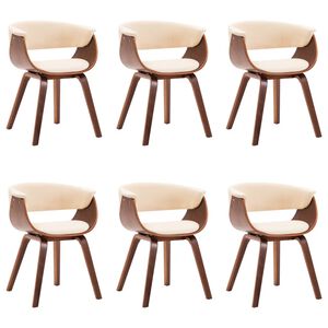 vidaXL Esszimmerst&uuml;hle 6 Stk. Creme Bugholz und Kunstleder