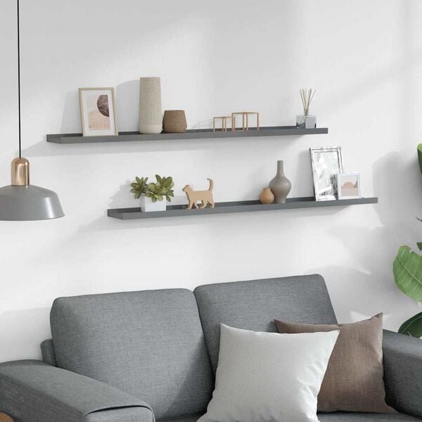 vidaXL Wandregale 2 Stk. Grau 100x9x3 cm