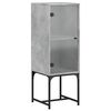 vidaXL Beistellschrank mit Glast&uuml;r Betongrau 35x37x100 cm