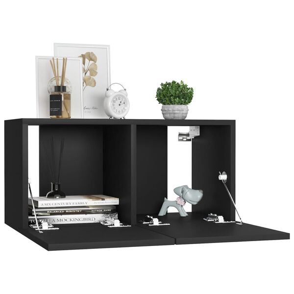 vidaXL 7-tlg. TV-Schrank-Set Schwarz Holzwerkstoff
