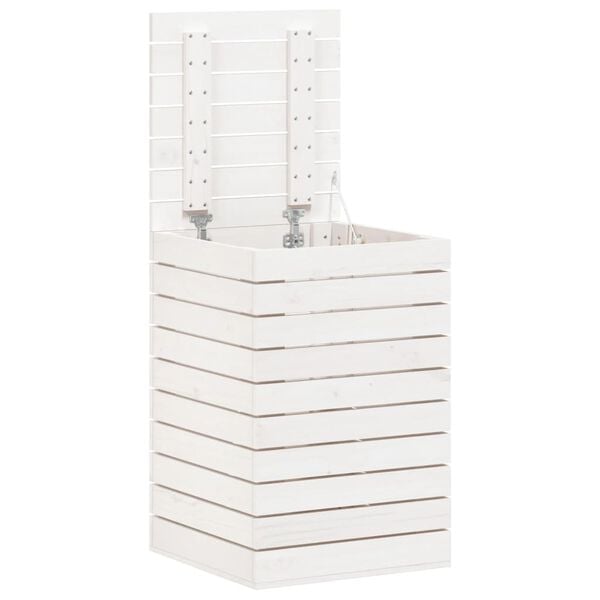 vidaXL Wäschetruhe Weiß 44x44x66 cm Massivholz Kiefer